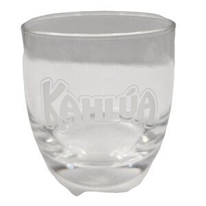 Kahlúa Clear Faux Etched Glass Tumbler Cup 10 ounce 3" Round 3.25" tall Barware